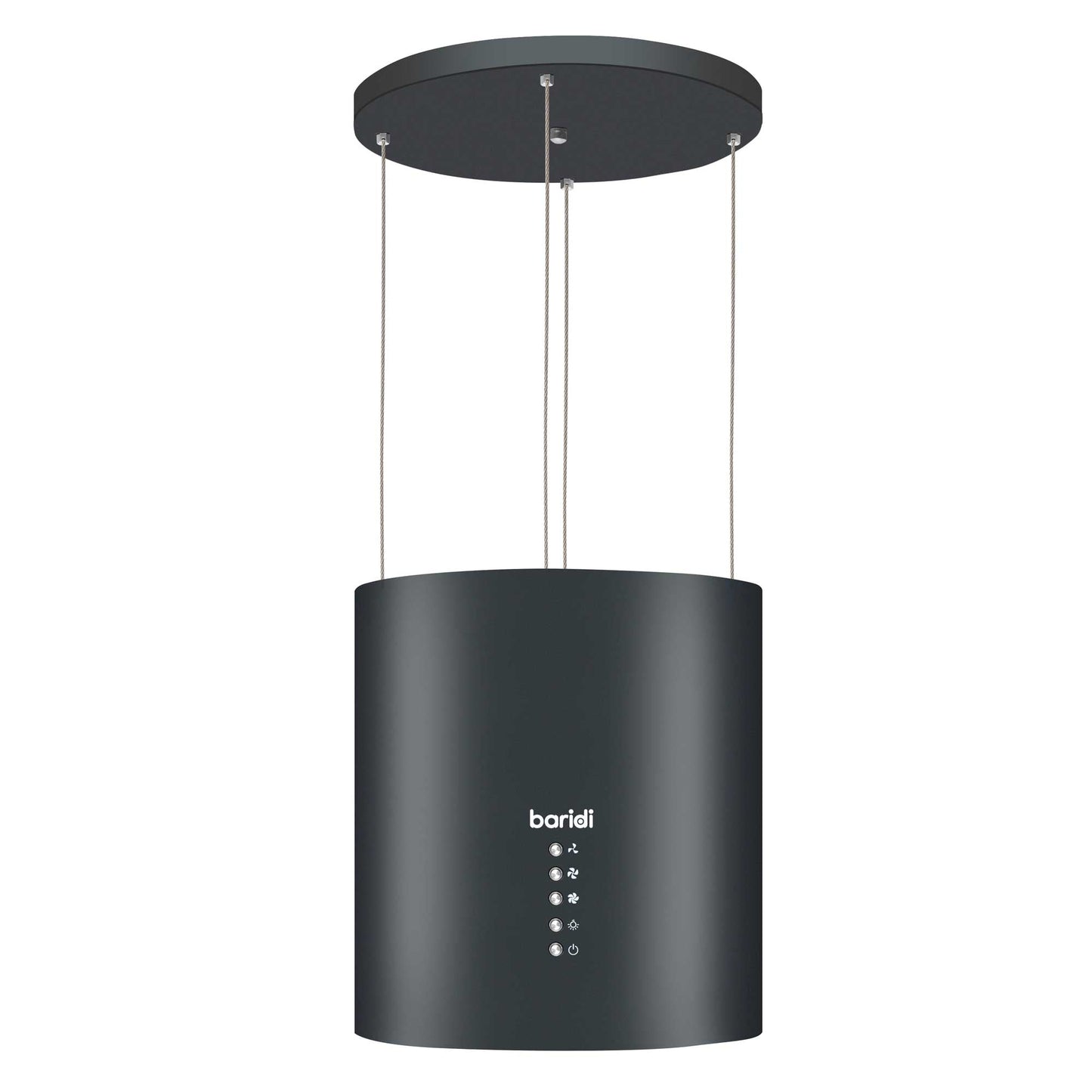 Baridi Island Cooker Hood, Pendant Style, Ø35cm, 3-Speed, Black - DH219