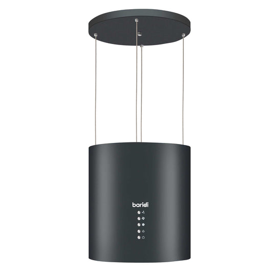 Baridi Island Cooker Hood, Pendant Style, Ø35cm, 3-Speed, Black - DH219
