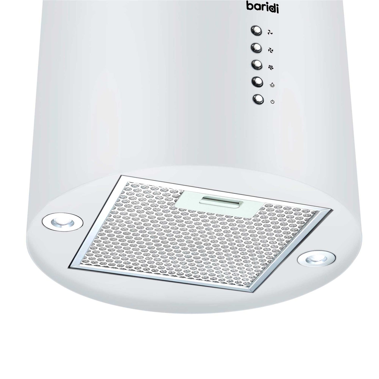 Baridi Island Cooker Hood, Pendant Style, Ø35cm, 3 Speed, White - DH221