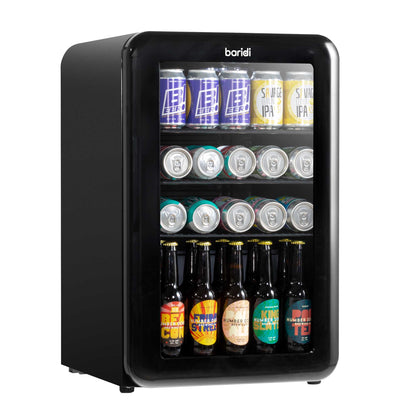 Baridi 70L Under Counter Drinks/Beer Fridge & Wine Cooler, Retro Style - Black - DH222
