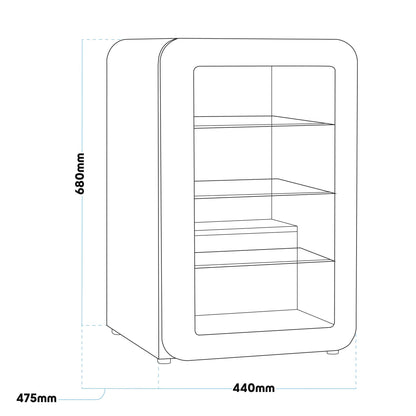 Baridi 70L Under Counter Drinks/Beer Fridge & Wine Cooler, Retro Style - Black - DH222