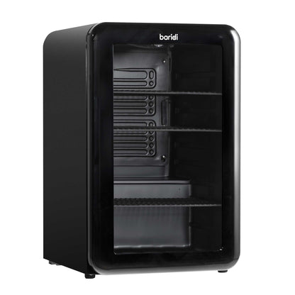Baridi 70L Under Counter Drinks/Beer Fridge & Wine Cooler, Retro Style - Black - DH222