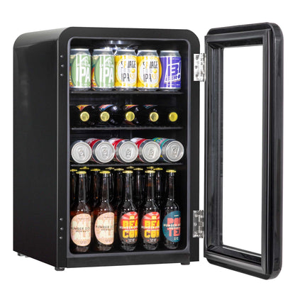 Baridi 70L Under Counter Drinks/Beer Fridge & Wine Cooler, Retro Style - Black - DH222