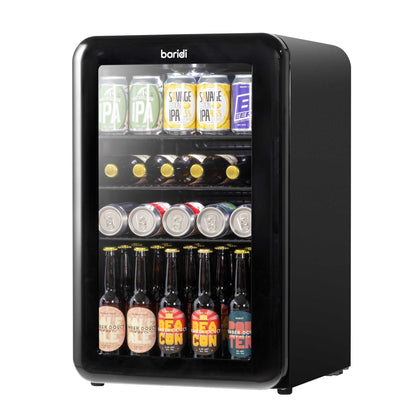 Baridi 70L Under Counter Drinks/Beer Fridge & Wine Cooler, Retro Style - Black - DH222