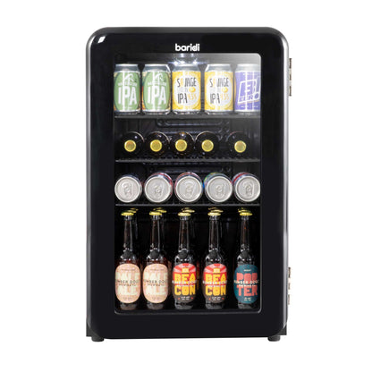 Baridi 70L Under Counter Drinks/Beer Fridge & Wine Cooler, Retro Style - Black - DH222