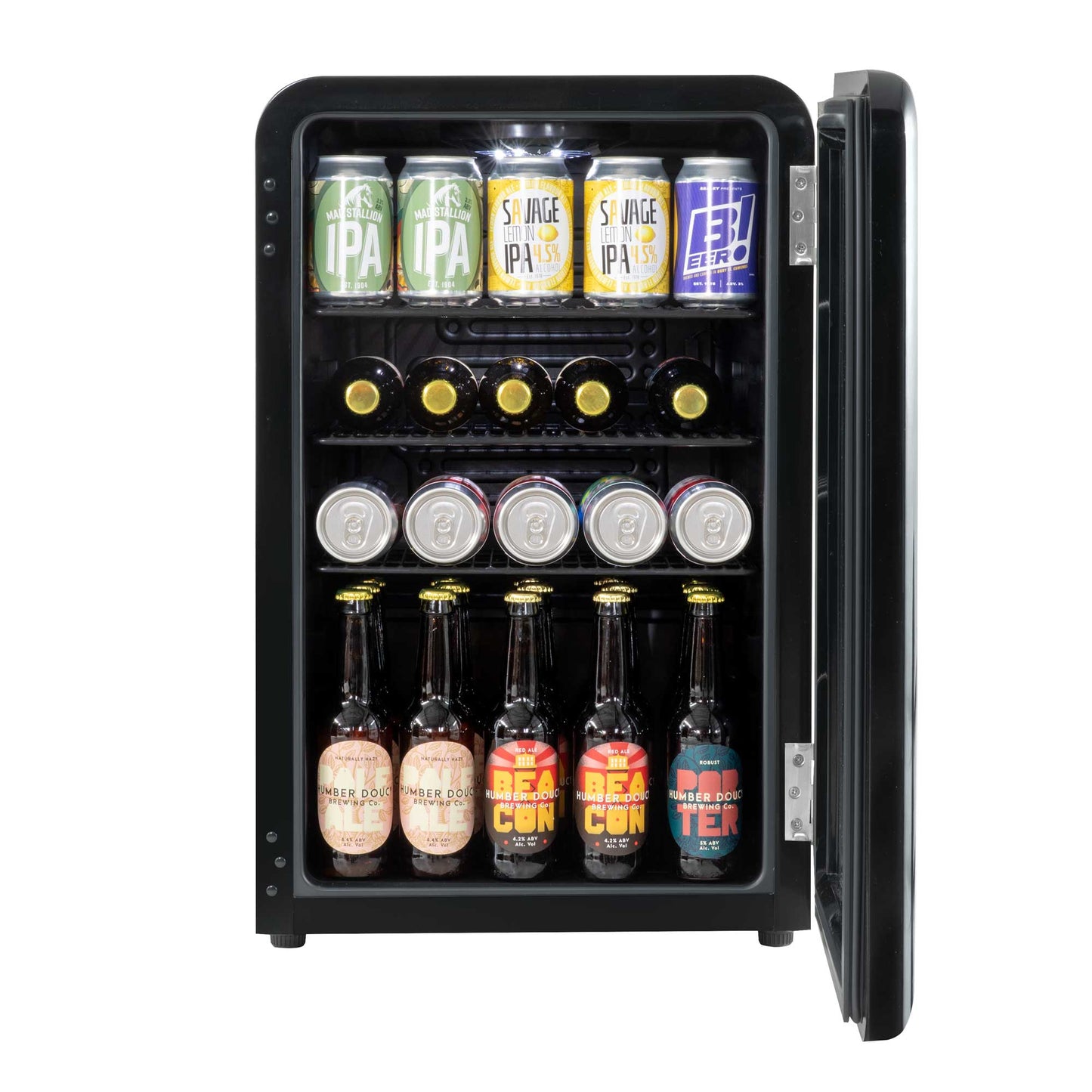 Baridi 70L Under Counter Drinks/Beer Fridge & Wine Cooler, Retro Style - Black - DH222