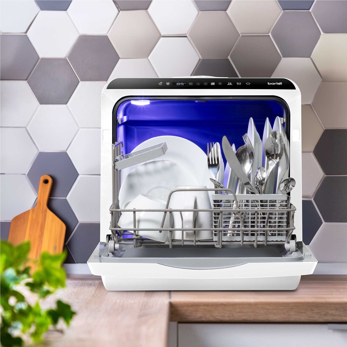 Baridi Mini Portable Tabletop 5L Dishwasher with 2-4 Place Settings, 5 Wash Functions - DH224A