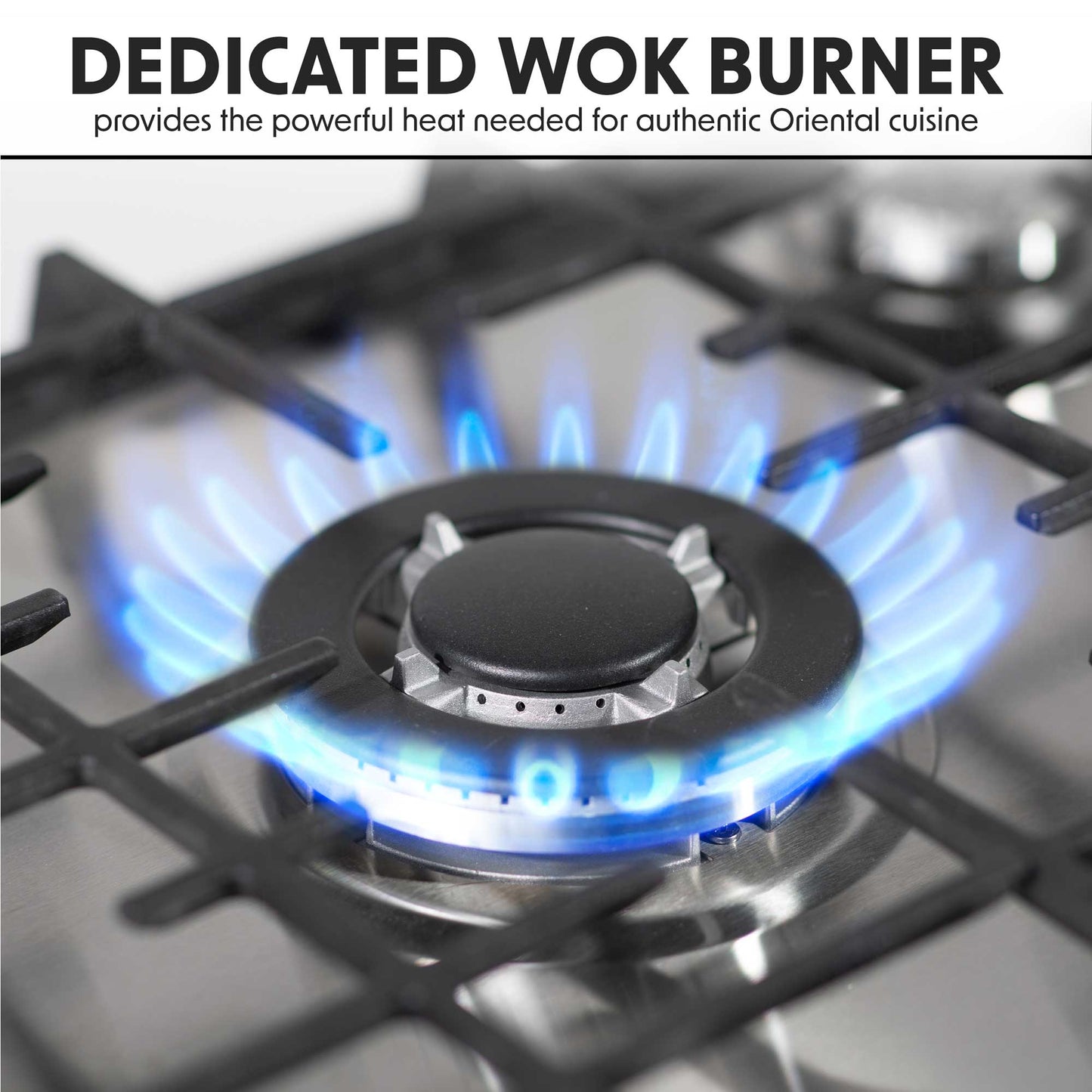Baridi 70cm Gas Hob Built-In, 5 Burner and Cast Iron Pan Supports, Stainless Steel - DH227