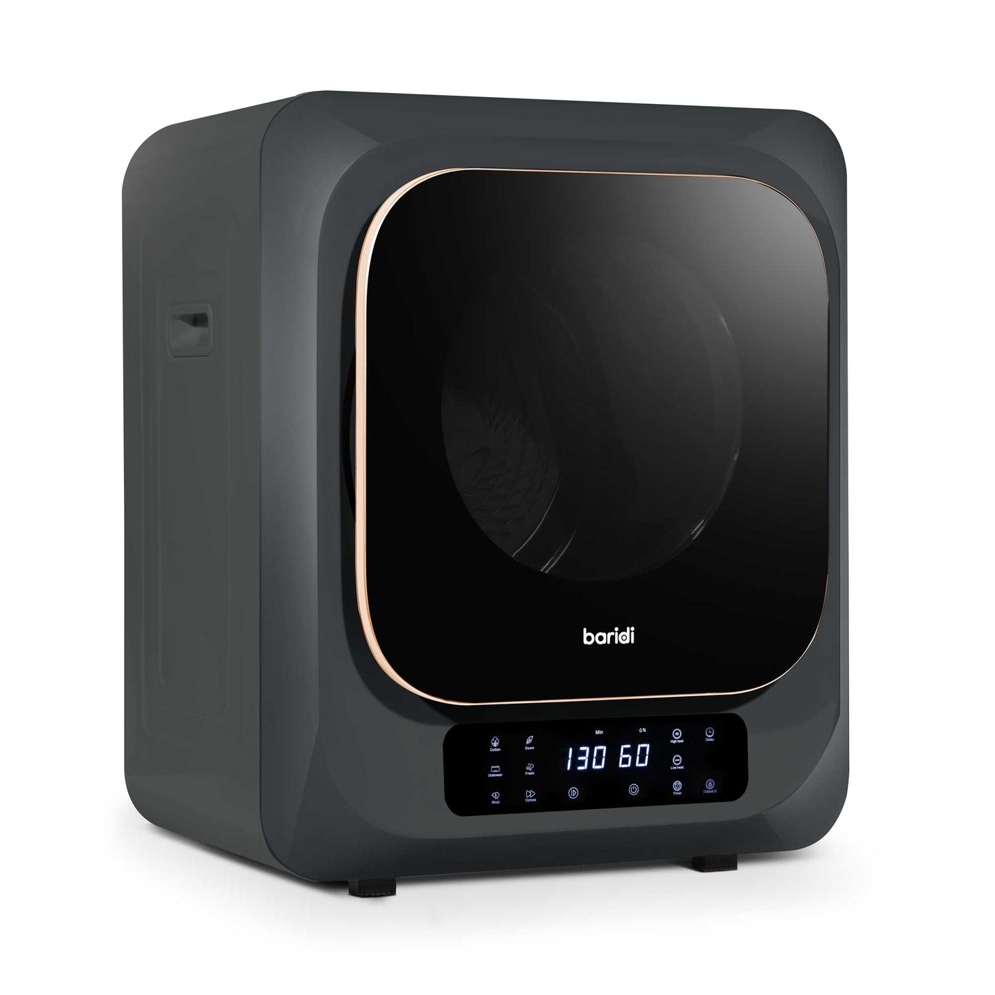 Baridi Mini Tabletop Tumble Dryer with Digital Controls, 2.5kg Capacity, includes wall mounted brackets - DH229