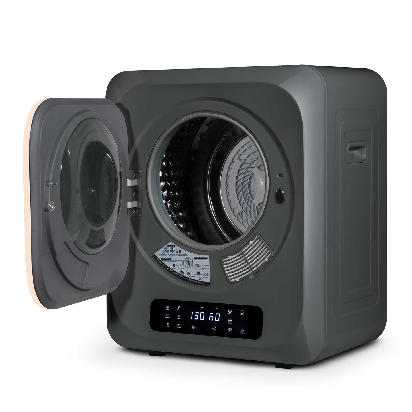 Baridi Mini Tabletop Tumble Dryer with Digital Controls, 2.5kg Capacity, includes wall mounted brackets - DH229