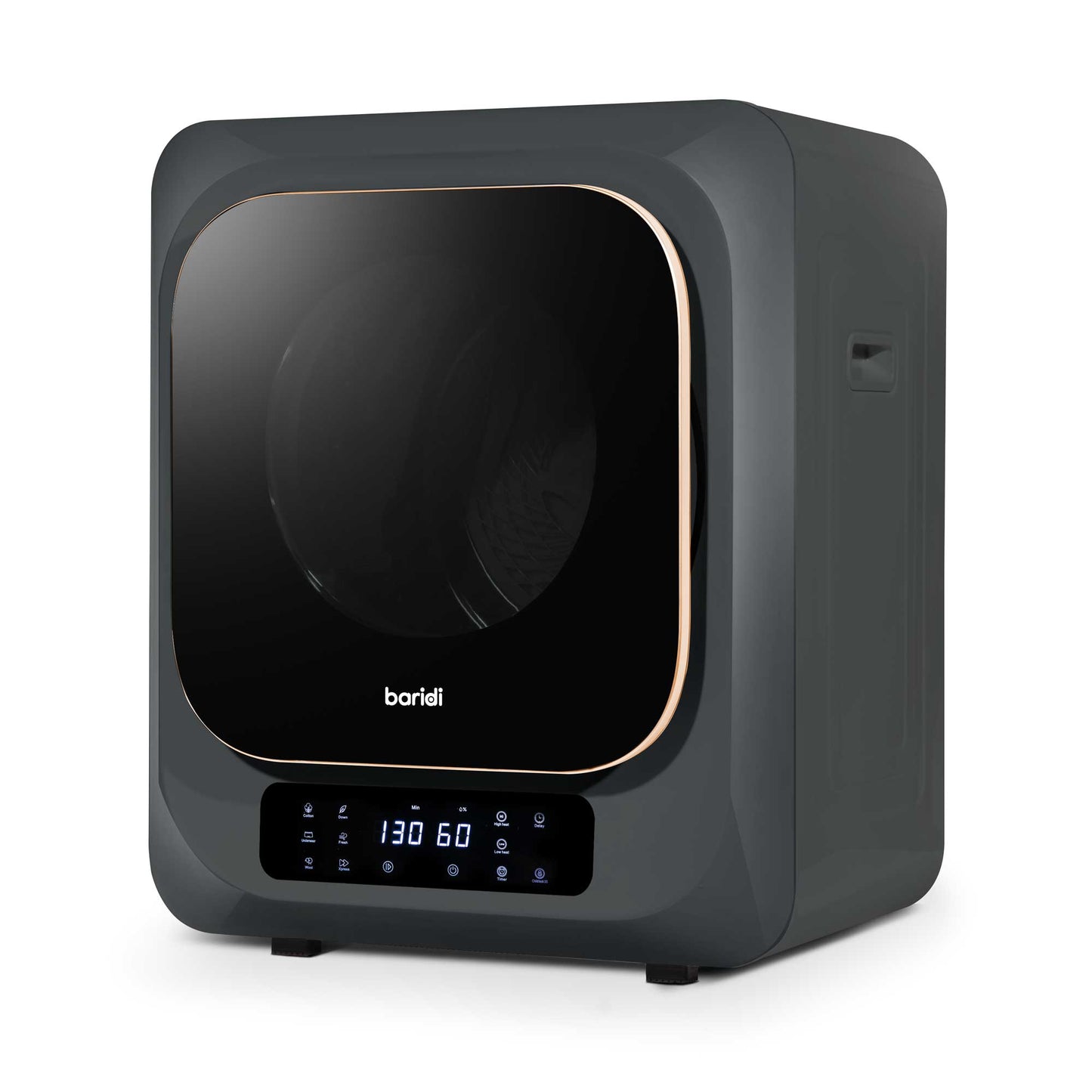 Baridi Mini Tabletop Tumble Dryer with Digital Controls, 2.5kg Capacity, includes wall mounted brackets - DH229