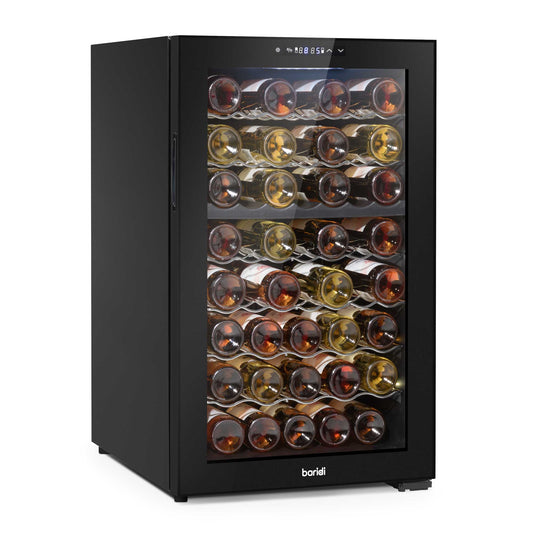 Baridi 52 Bottle Dual Zone Wine Cooler, Fridge, Touch Controls, LED - Black - DH236