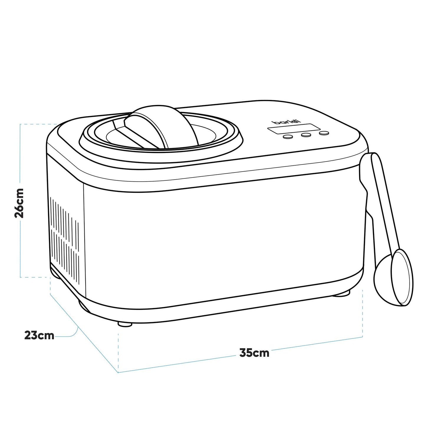 Baridi 1L Ice Cream Machine with Fast Freeze Compressor Cooling - DH238