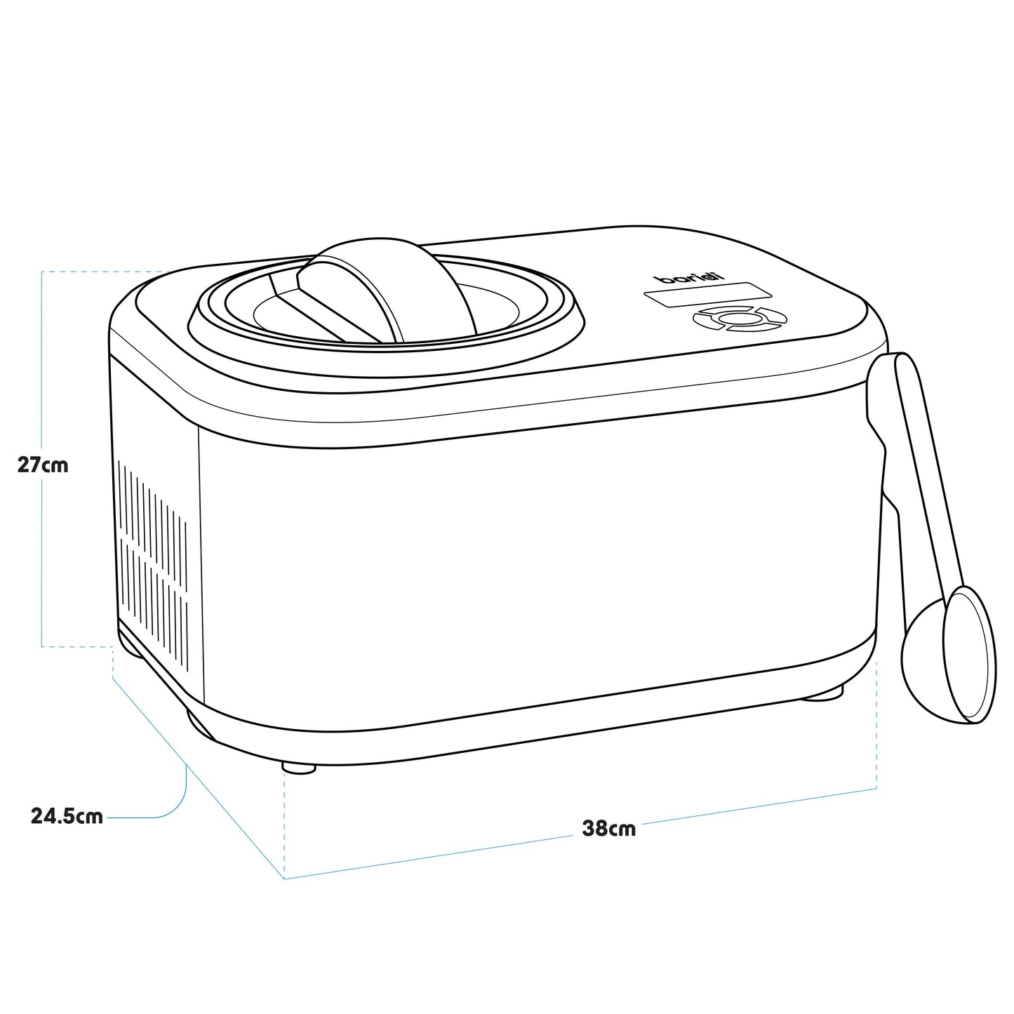 Baridi 1.5L Ice Cream Machine with Fast Freeze Compressor Cooling - DH240