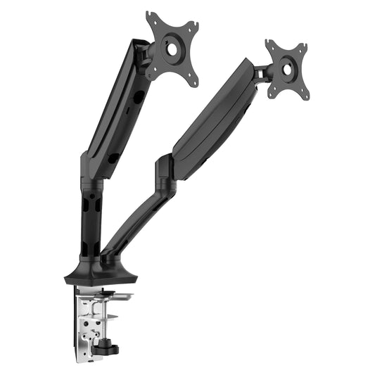 Double Monitor Arms, Adjustable & Rotating 9kg Load Capacity, 10-27" Screens - Black - DH25