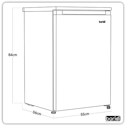 Baridi 55cm Undercounter Freezer with Adjustable Thermostat, 4 Star Rating, 85L, White - DH250