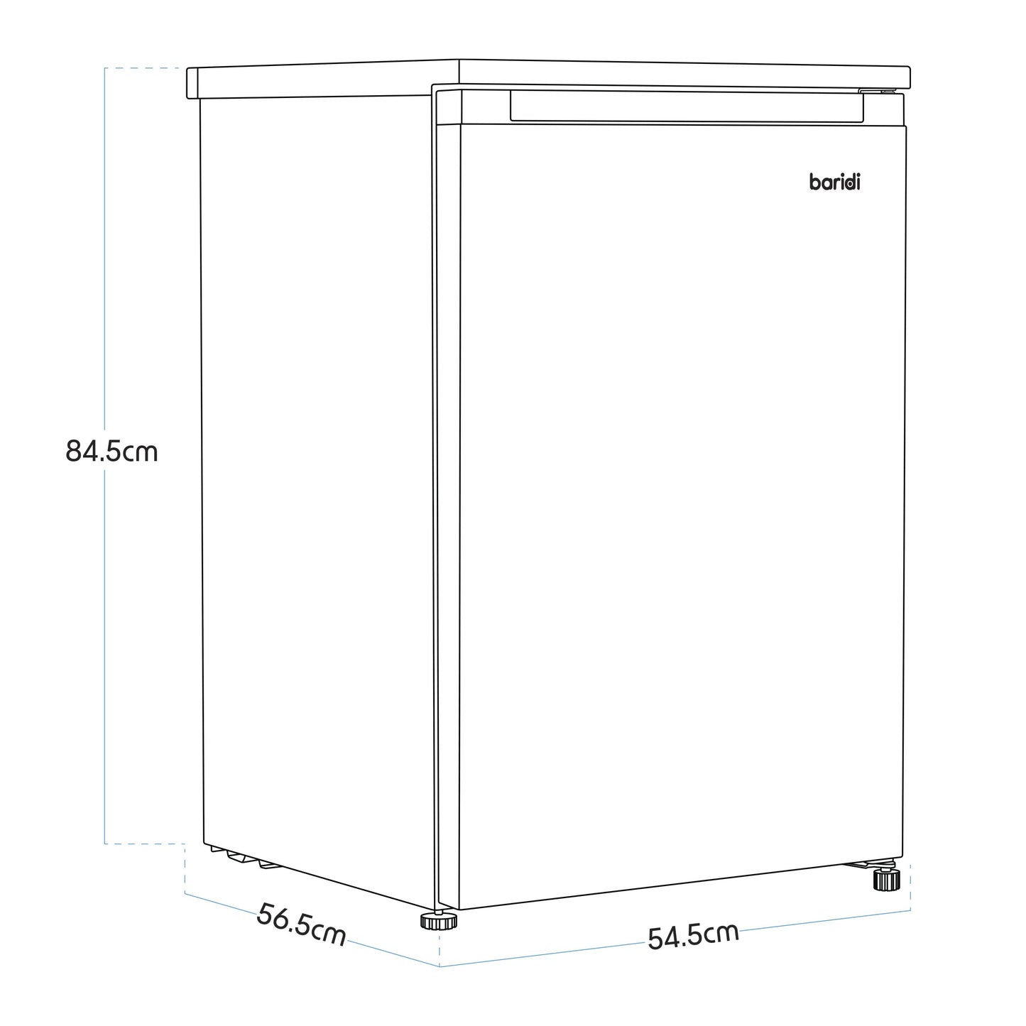 Baridi 55cm Undercounter Freezer with Adjustable Thermostat, 85L, Black - DH251