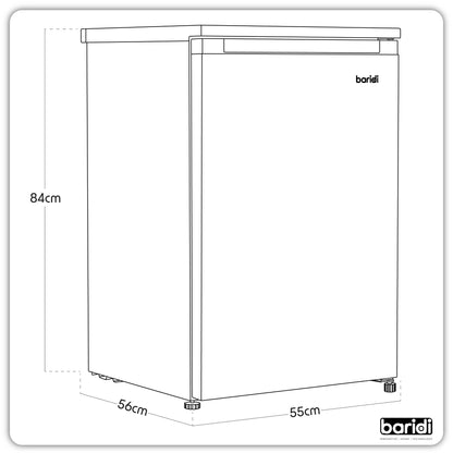 Baridi 55cm Undercounter Freezer with Adjustable Thermostat, 85L, Black - DH251