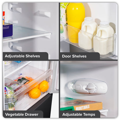 Baridi 47cm 70/30 Fridge Freezer, 157L Capacity, Low Frost Technology, 4 Star Rating, Black - DH253