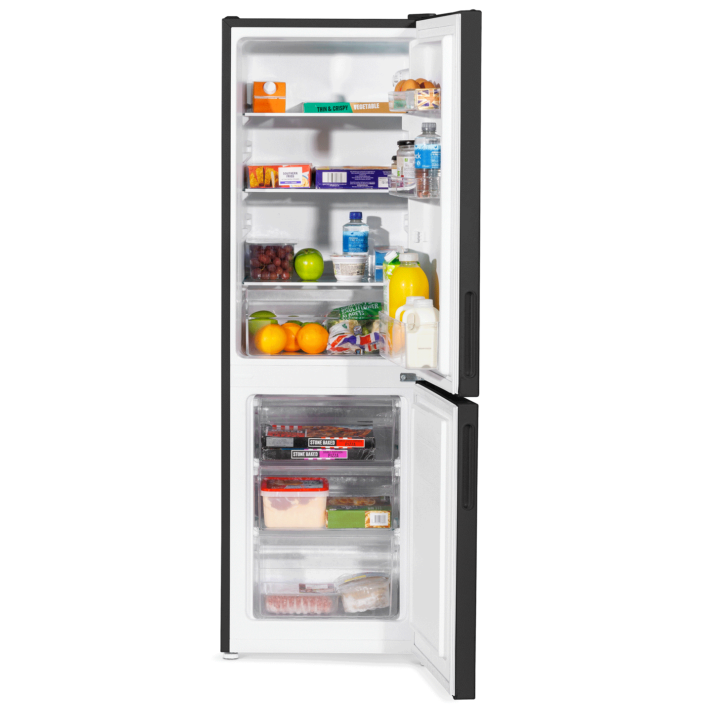 Baridi 47cm 70/30 Fridge Freezer, 157L Capacity, Low Frost Technology, 4 Star Rating, Black - DH253