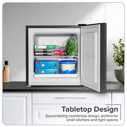 Baridi Mini Tabletop Fridge/Freezer, 31L Capacity, Reversible Door, Black - DH255