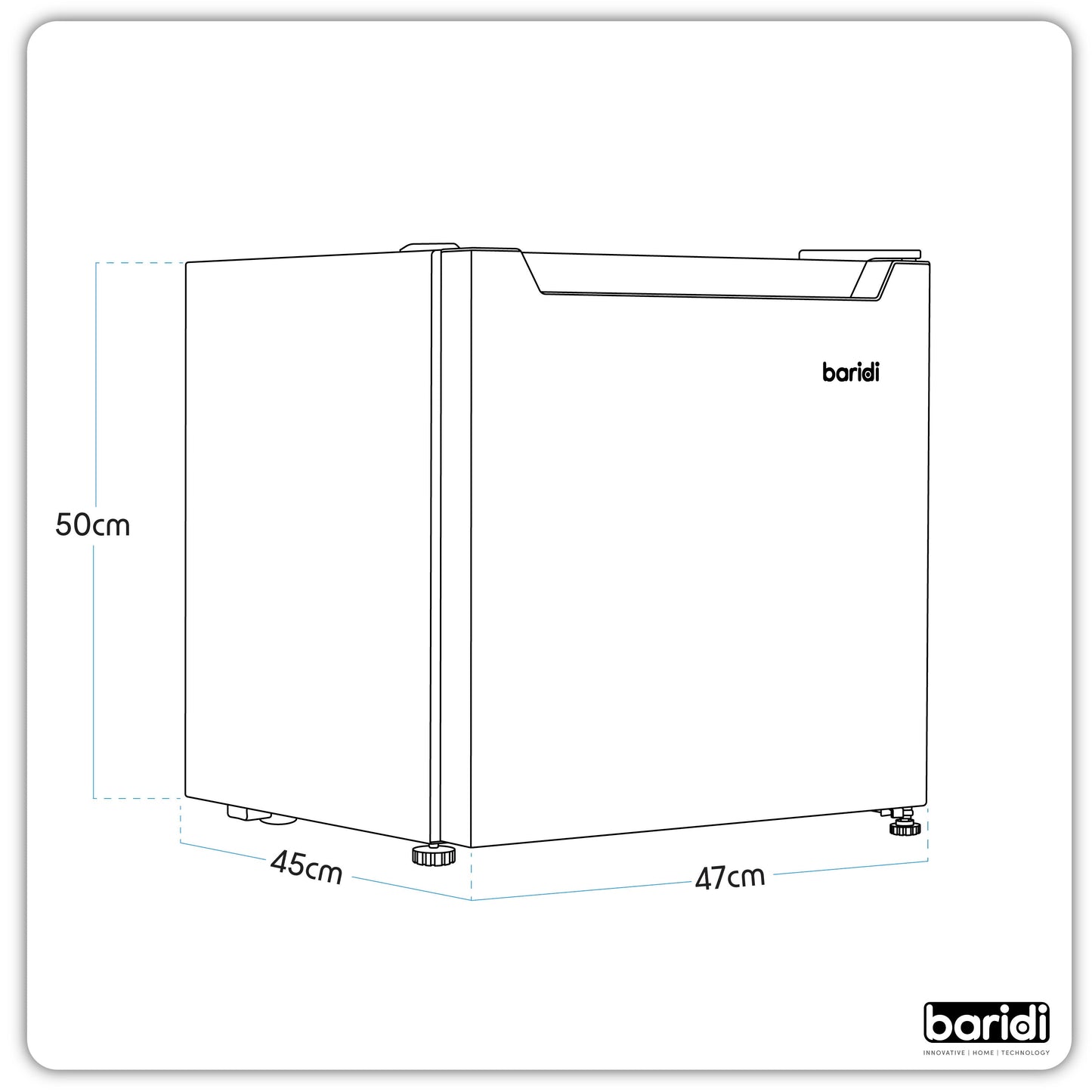 Baridi Tabletop Fridge with Ice Box, 46L Capacity, Adjustable Thermostat - DH256