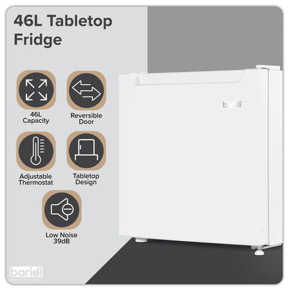 Baridi Tabletop Fridge with Ice Box, 46L Capacity, Adjustable Thermostat - DH256