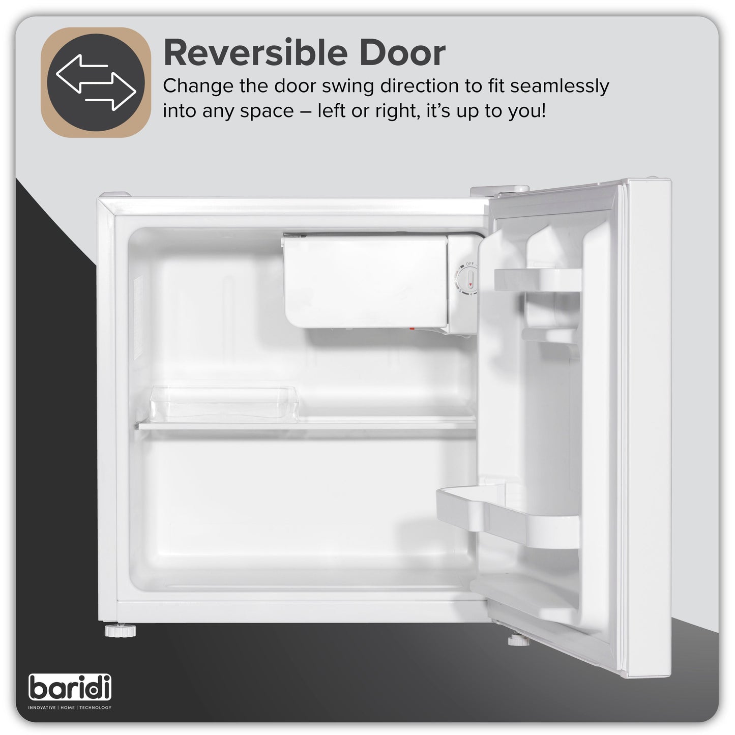 Baridi Tabletop Fridge with Ice Box, 46L Capacity, Adjustable Thermostat - DH256