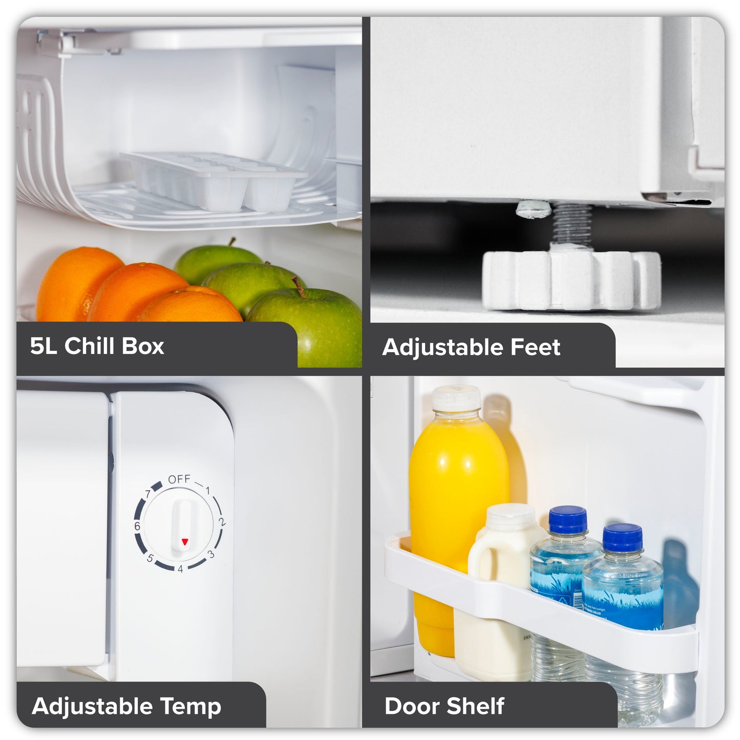 Baridi Tabletop Fridge with Ice Box, 46L Capacity, Adjustable Thermostat - DH256