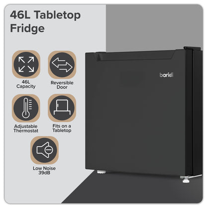 Baridi Tabletop Fridge with Ice Box, 46L Capacity, Adjustable Thermostat - DH257