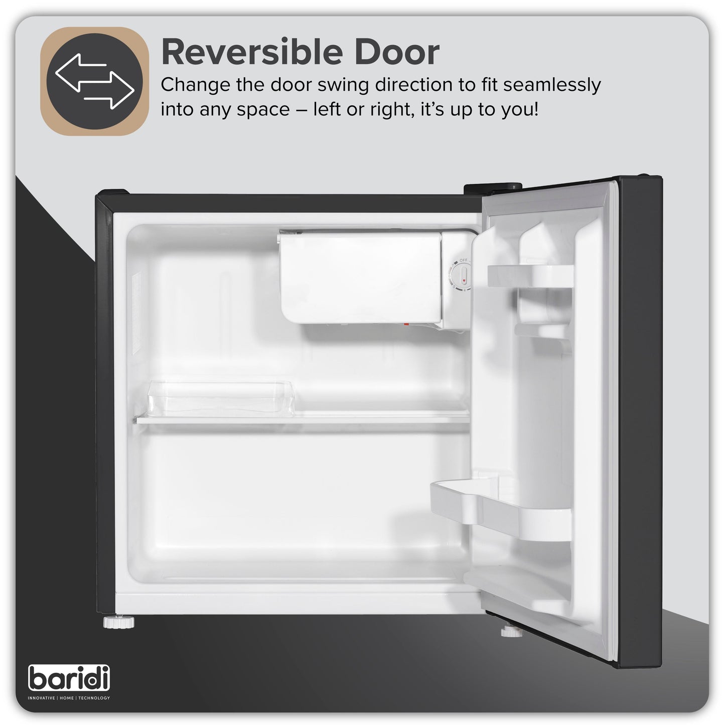 Baridi Tabletop Fridge with Ice Box, 46L Capacity, Adjustable Thermostat - DH257