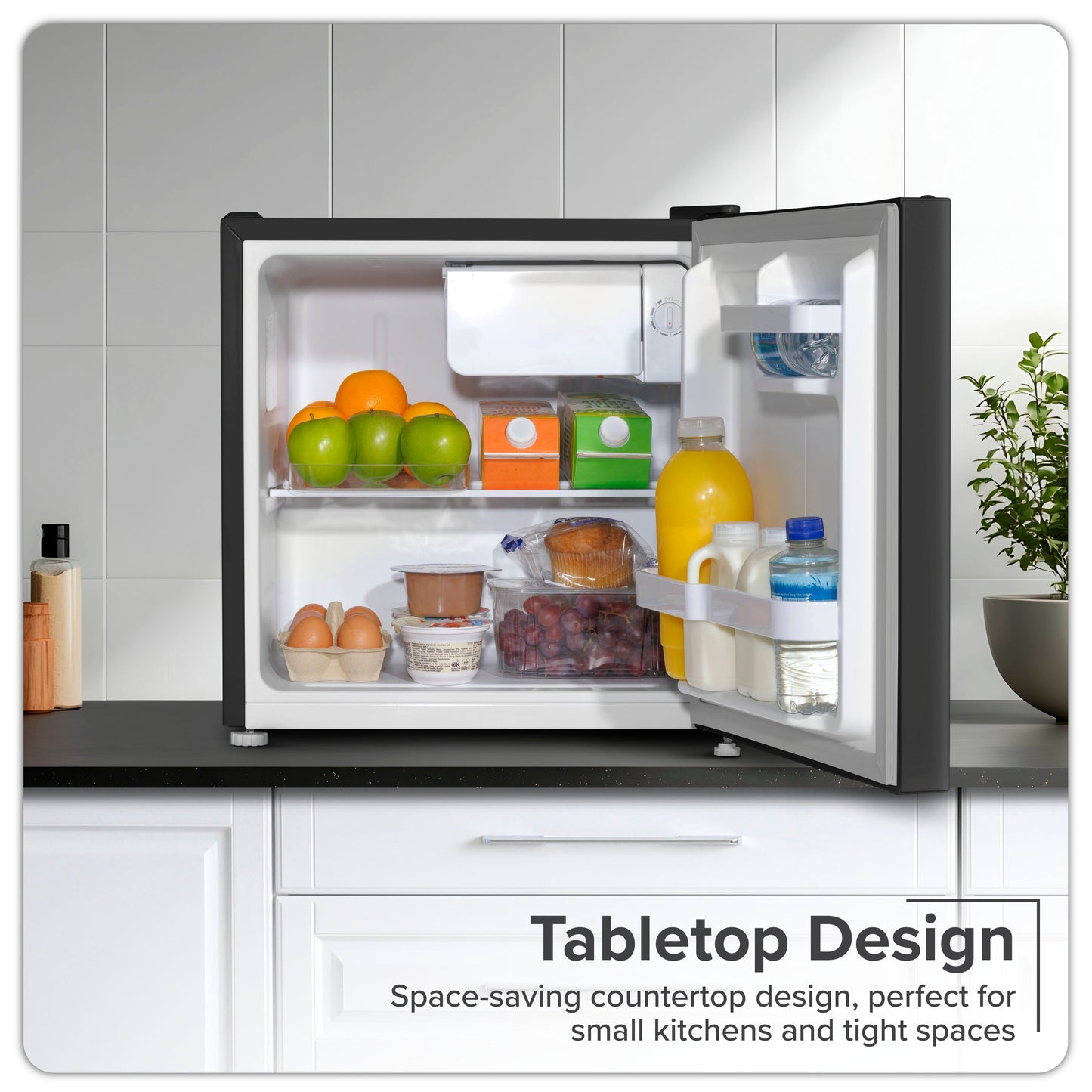Baridi Tabletop Fridge with Ice Box, 46L Capacity, Adjustable Thermostat - DH257
