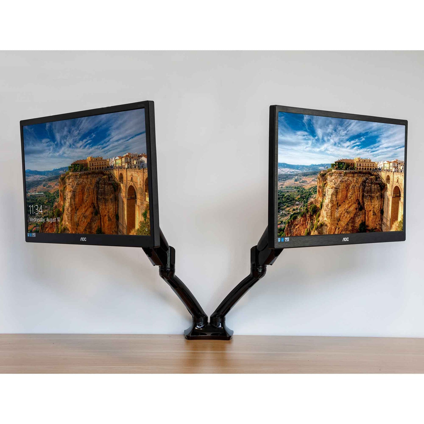 Double Monitor Arms, Adjustable & Rotating 9kg Load Capacity, 10-27" Screens - Black - DH25