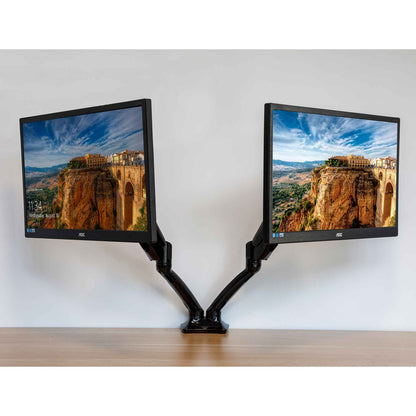 Double Monitor Arms, Adjustable & Rotating 9kg Load Capacity, 10-27" Screens - Black - DH25
