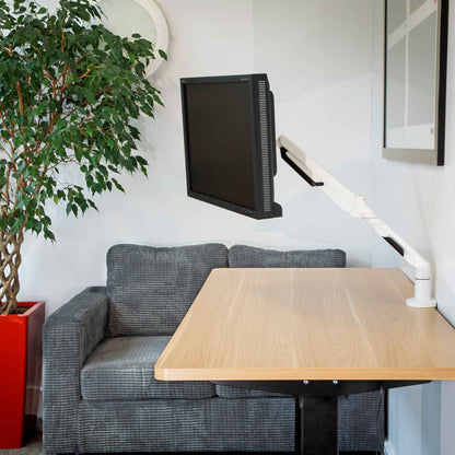 Single Monitor Arm, Adjustable & Rotating 12kg Load Capacity, 17-36" Screens - White - DH26