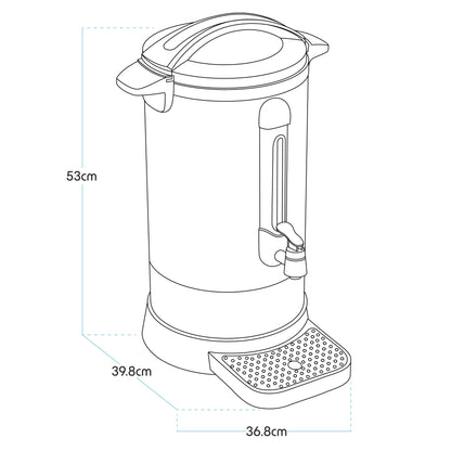 Baridi 20L Hot Water Boiler, Tea Urn with Drip Tray, Keep Warm Function - Stainless Steel - DH270