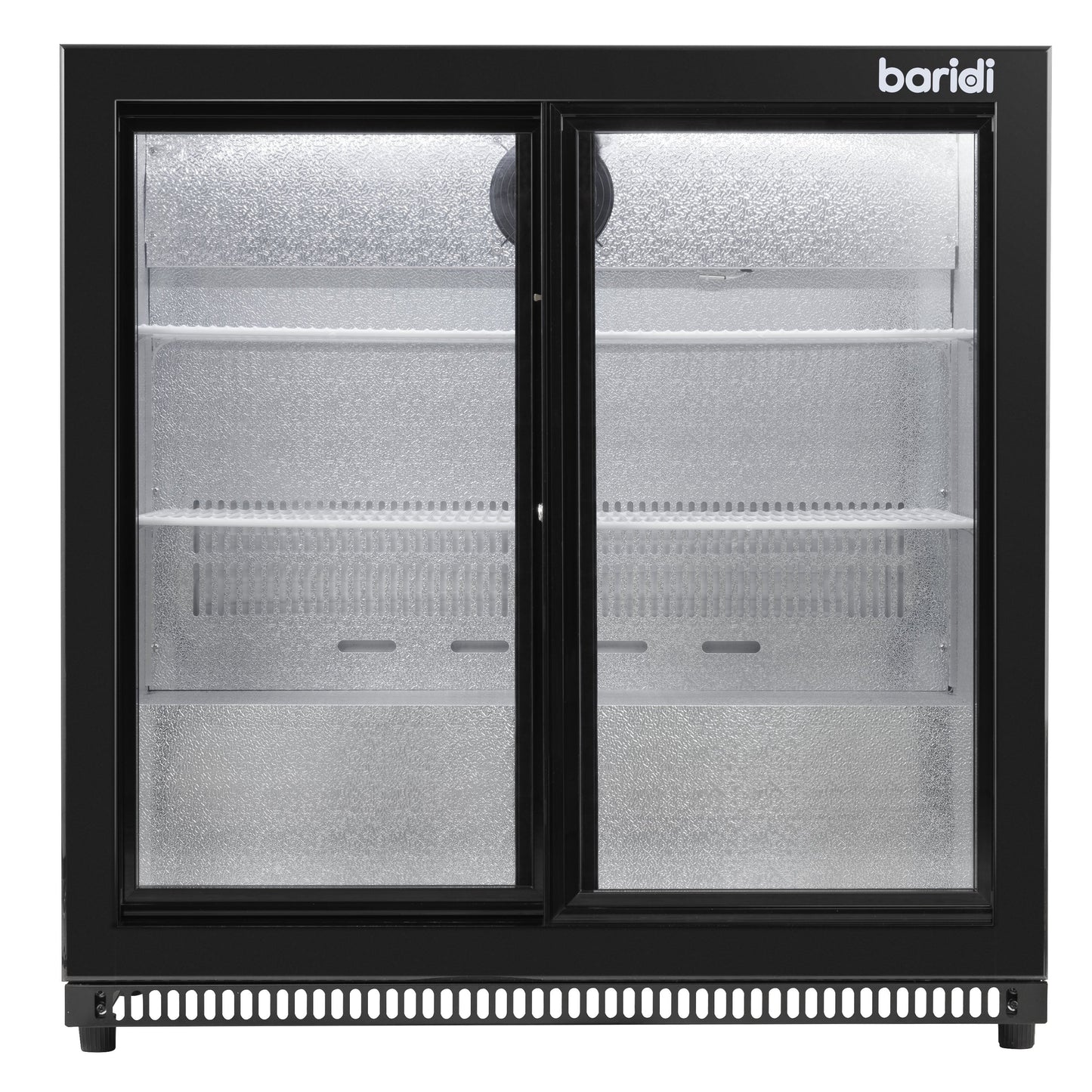 Baridi Back Bar Drinks Fridge/Cooler with Double Sliding Doors, 190L Capacity, Black - DH273