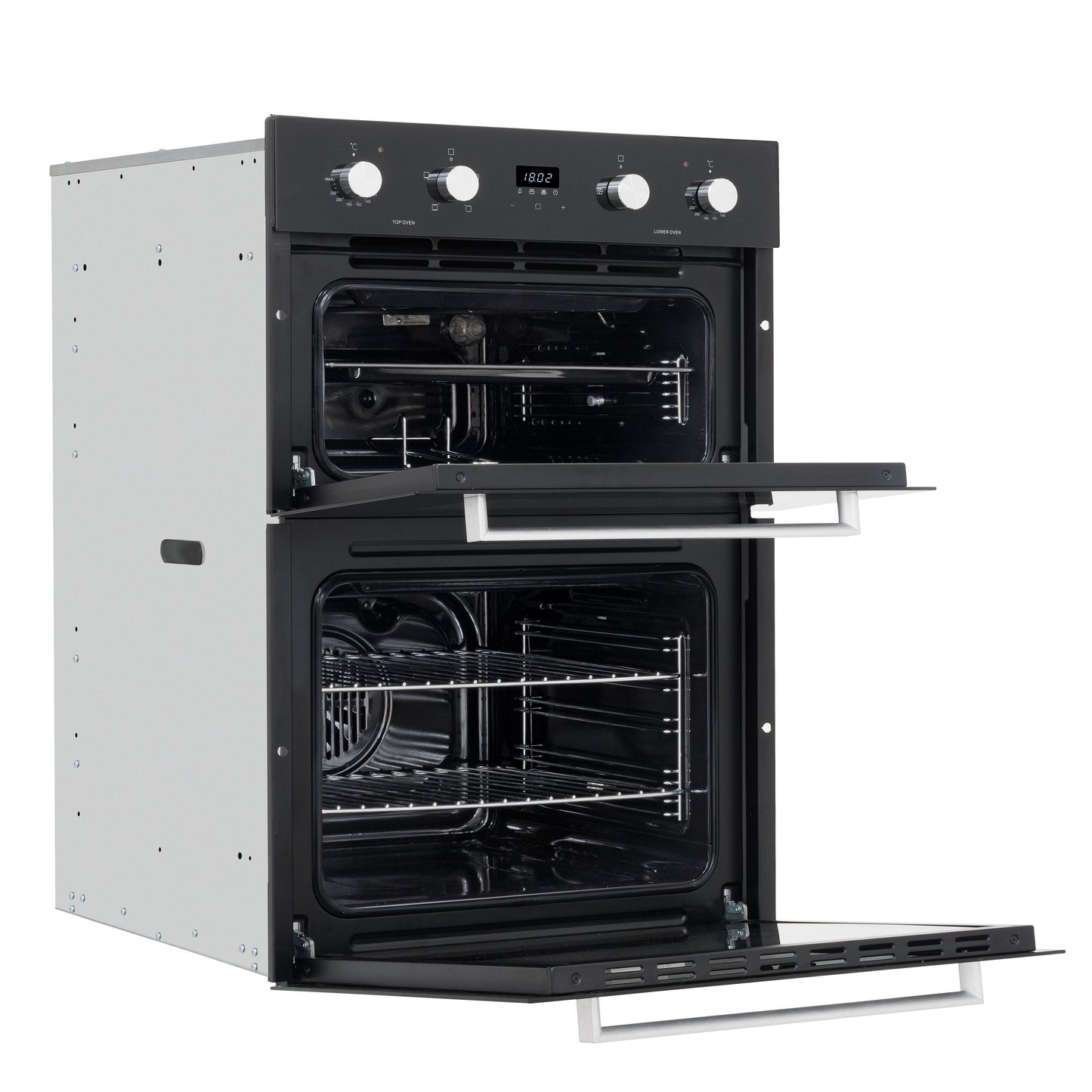 Baridi 72cm Under-Counter Double Oven, 74L Capacity, Energy Rating A, 8 Shelf Positions, Black Glass – DH278