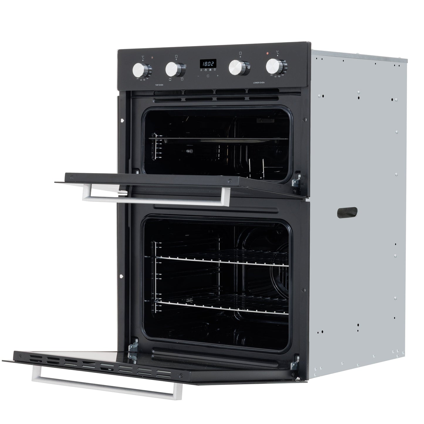Baridi 72cm Under-Counter Double Oven, 74L Capacity, Energy Rating A, 8 Shelf Positions, Black Glass – DH278