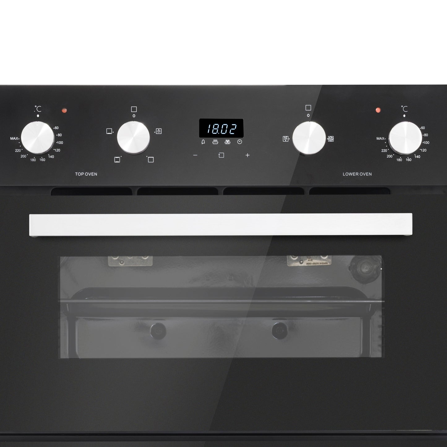 Baridi 72cm Under-Counter Double Oven, 74L Capacity, Energy Rating A, 8 Shelf Positions, Black Glass – DH278