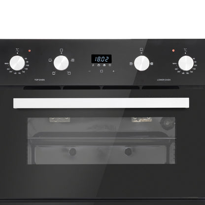 Baridi 72cm Under-Counter Double Oven, 74L Capacity, Energy Rating A, 8 Shelf Positions, Black Glass – DH278
