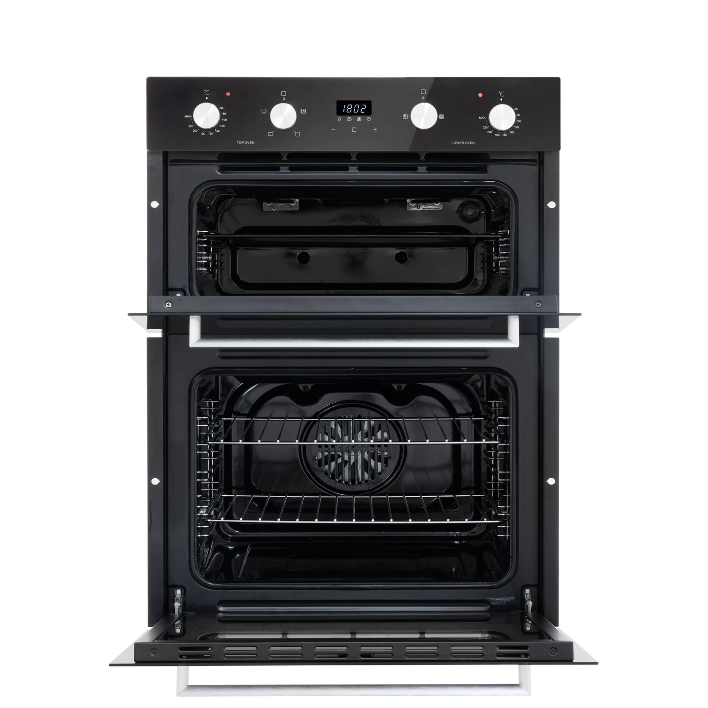 Baridi 72cm Under-Counter Double Oven, 74L Capacity, Energy Rating A, 8 Shelf Positions, Black Glass – DH278