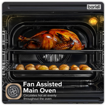 Baridi 90cm 88L Built-In Double Oven, Capacity, Energy Rating A, Black Glass – DH279