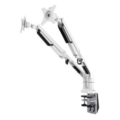 Double Monitor Arms, Adjustable & Rotating 9kg Load Capacity, 17-32" Screens - White - DH27