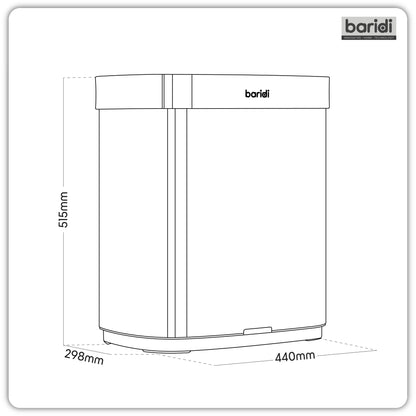 Baridi Sensor Bin, 50L Capacity, Black/Stainless Steel – DH281