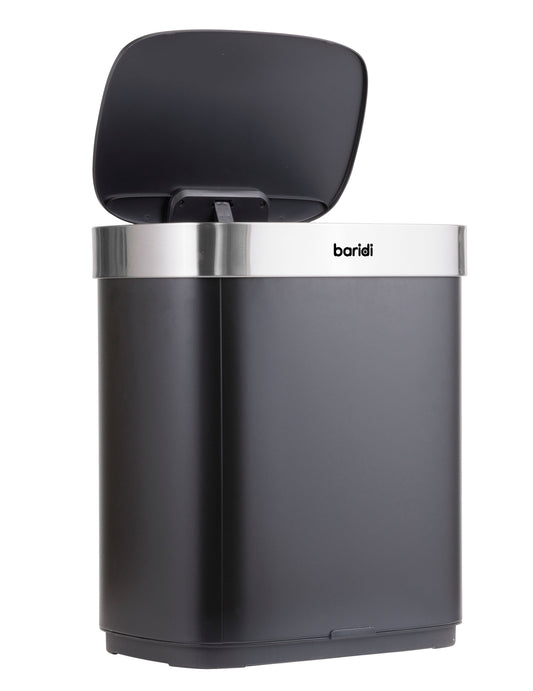 Baridi Sensor Bin, 50L Capacity, Black/Stainless Steel – DH281