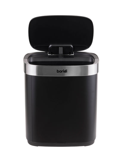 Baridi Sensor Bin, 50L Capacity, Black/Stainless Steel – DH281
