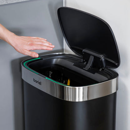 Baridi Sensor Bin, 65L Capacity, Black/Stainless Steel – DH282