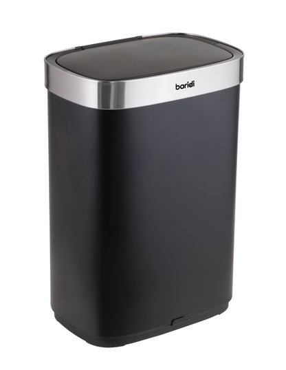 Baridi Sensor Bin, 65L Capacity, Black/Stainless Steel – DH282