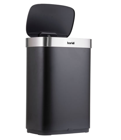 Baridi Sensor Bin, 65L Capacity, Black/Stainless Steel – DH282